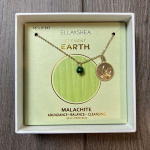 Ella Shea Element Earth Malachite Necklace Gold - New.